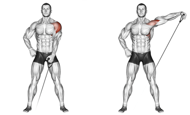 resistance band lateral raise for round shoulders, one arm at a time