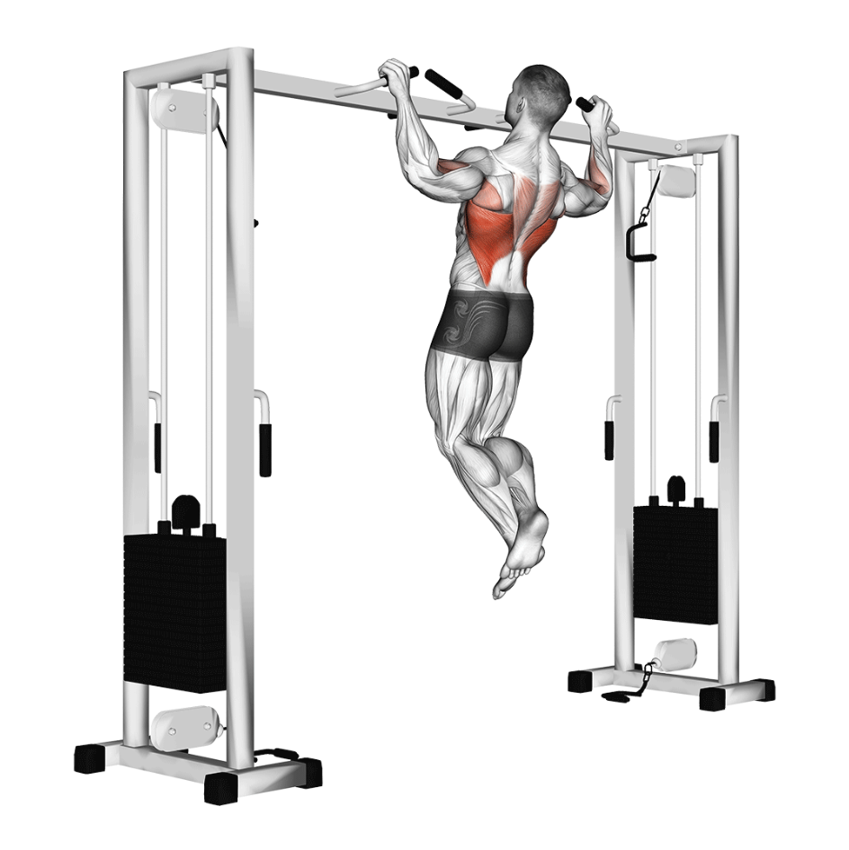 Pullups for building wide back, finish position