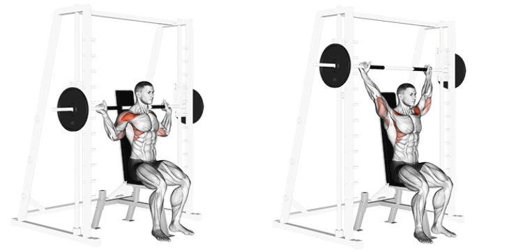 Smith-machine behind the beck press for building shoulders